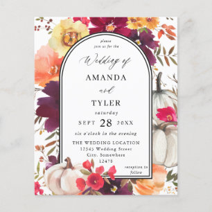 Budget White Pumpkin Fall Floral Wedding Flyer