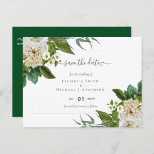 BUDGET White Roses Bouquet Floral Wedding Postcard