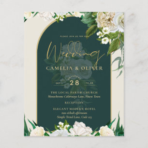 BUDGET White Roses Forest Green Winter Wedding INV Flyer