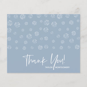 Budget White Script Dusty Blue Thank You Cards