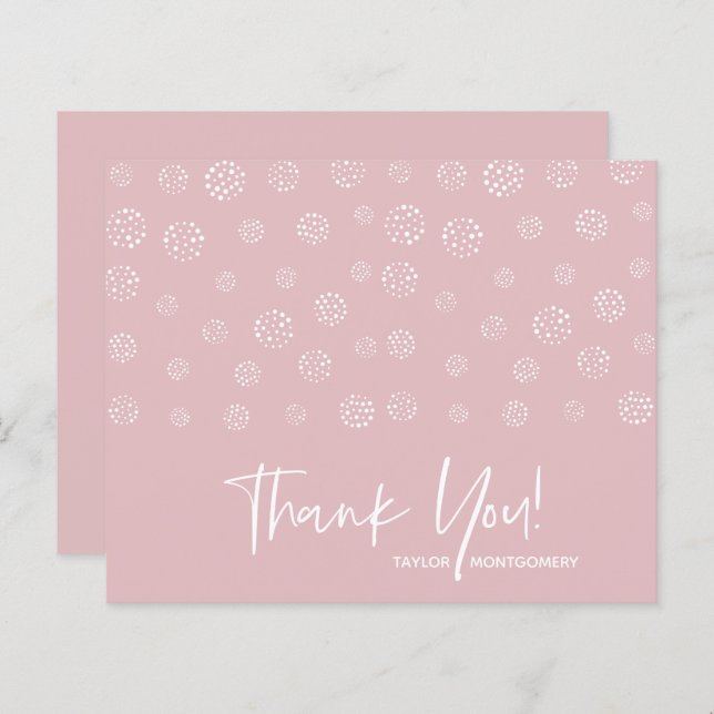 Budget White Script Dusty Pink Thank You Cards (Front/Back)