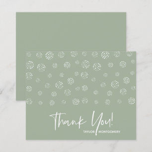 Budget White Script Sage Green Thank You Cards