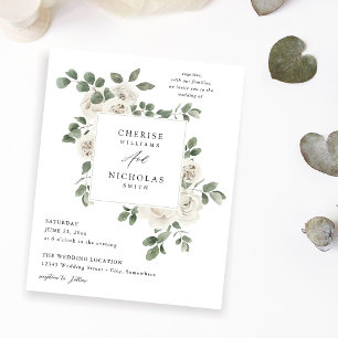 Budget White Soft Floral & Eucalyptus Wedding Flyer