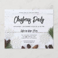 Budget White Wood Christmas Party Invitation