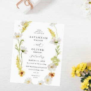Budget White & Yellow Floral Wedding  Flyer