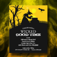 Budget Wicked Witch Silhouette Halloween Invites