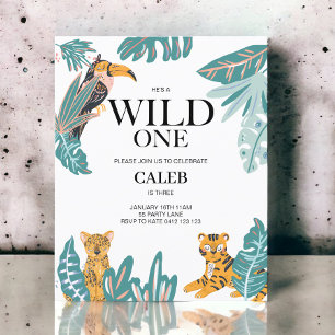 BUDGET Wild One Cute Jungle Theme First Invitation