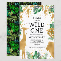 Budget Wild One Safari 1st Birthday Invitation