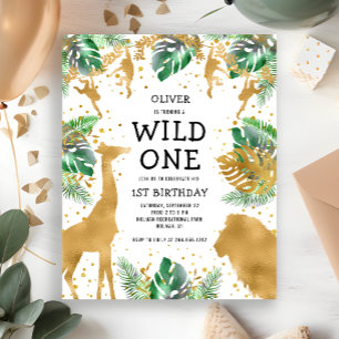 Budget Wild One Safari 1st Birthday Invitation
