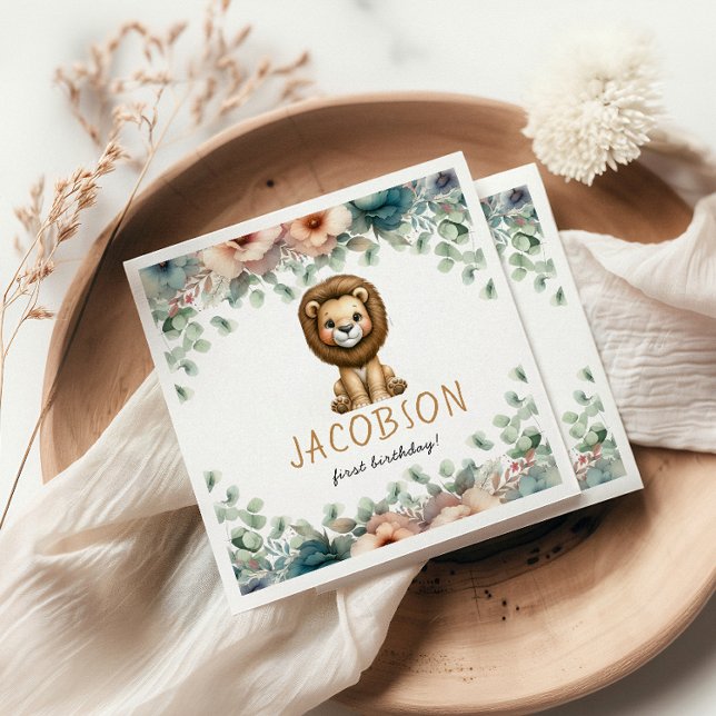 Budget Wild One Safari Animals Boy Birthday Party Napkin (Creator Uploaded)