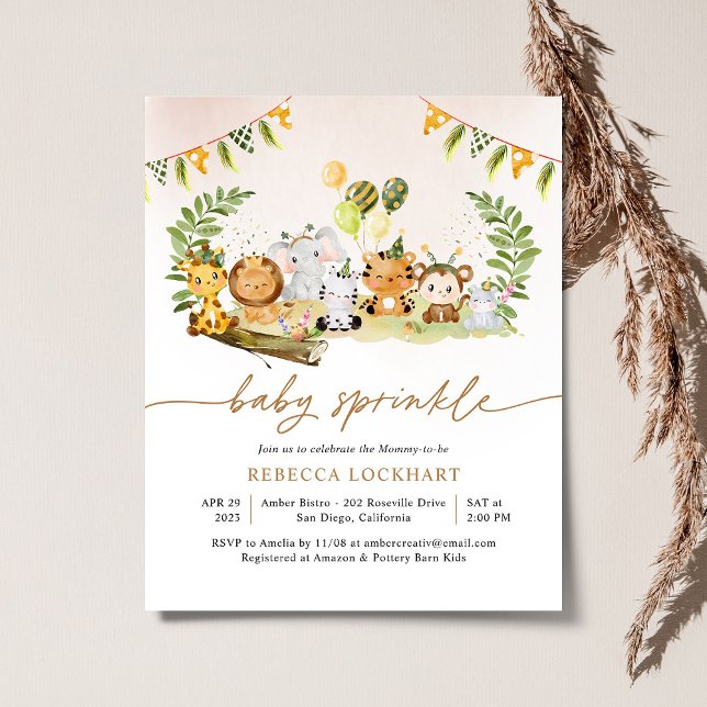 Budget Wild Safari Girl Baby Sprinkle Invitation  (Creator Uploaded)