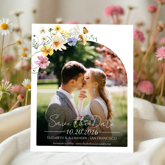 Budget Wildflower Arch | Boho Photo Save the Date (Creator Uploaded)