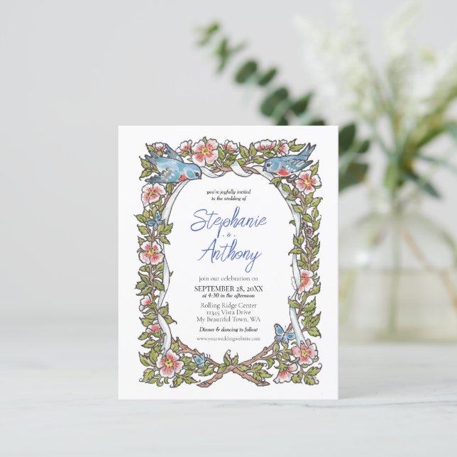 Budget Wildflower Bird Floral Border Wedding (Standing Front)