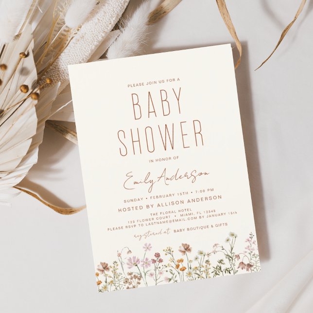 Budget Wildflower Boho Baby Shower Elegant Modern (Creator Uploaded)