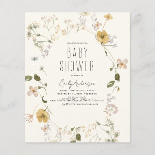 Budget Wildflower Boho Baby Shower Elegant Modern Flyer