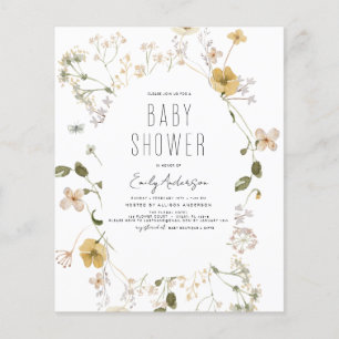Budget Wildflower Boho Baby Shower Elegant Modern Flyer