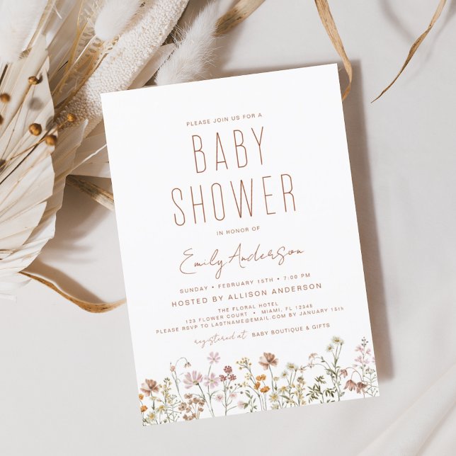 Budget Wildflower Boho Baby Shower Elegant Modern Flyer (Creator Uploaded)
