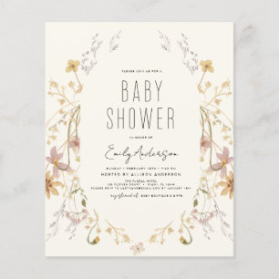 Budget Wildflower Boho Baby Shower Elegant Modern Flyer