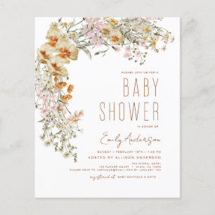 Budget Wildflower Boho Baby Shower Flyer