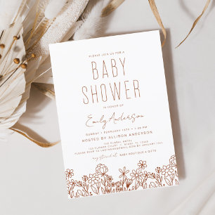 Budget Wildflower Boho Baby Shower Terracotta Flyer