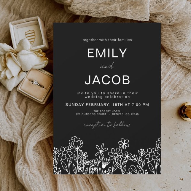 Budget Wildflower Boho Photo Wedding Invitation (Creator Uploaded)