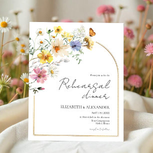 Budget Wildflower Boho Rehearsal Dinner Invitation