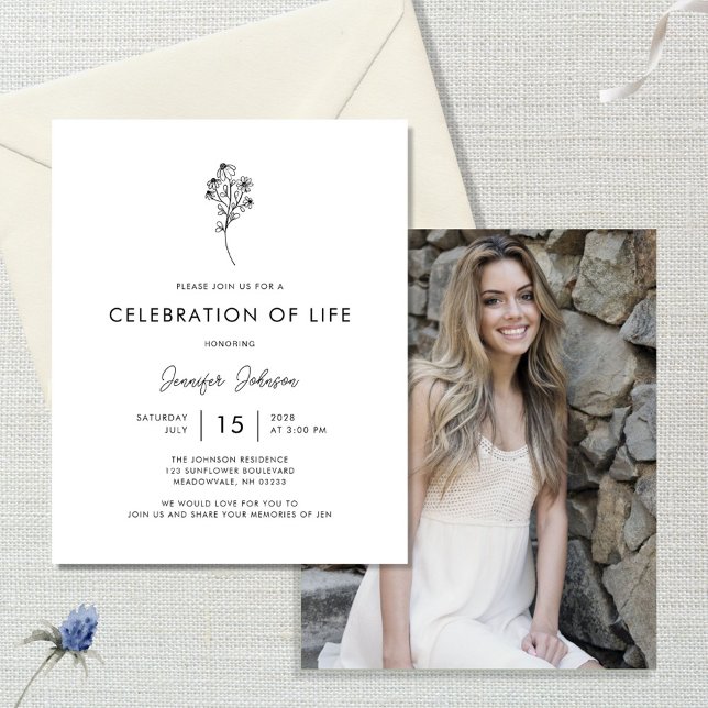 BUDGET Wildflower Celebration of Life Invitation Flyer (Creator Uploaded)