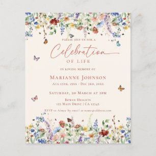 Budget Wildflower Celebration of Life Memorial Flyer