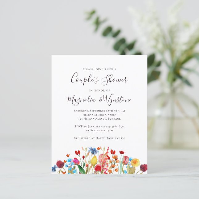 Budget Wildflower Couple's Shower Invitation (Standing Front)