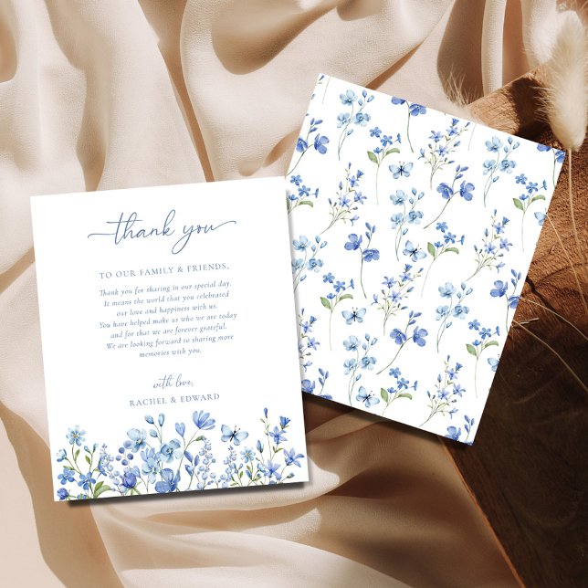 Budget Wildflower Dusty Blue Thank You Card (Creator Uploaded)