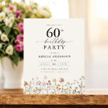 Budget Wildflower Floral 60th Birthday Invitation<br><div class="desc">Celebrate in style with a garden floral calligraphy 60th birthday invitation, perfect for a milestone event. Featuring vibrant floral designs and elegant calligraphy, this invitation sets a whimsical yet sophisticated tone for your celebration. The lush garden theme blends natural beauty with graceful typography, creating a timeless and inviting look. Ideal...</div>