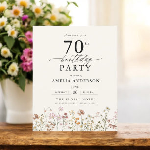 Budget Wildflower Floral 70th Birthday Invitation Flyer