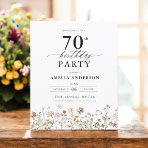Budget Wildflower Floral 70th Birthday Invitation Flyer