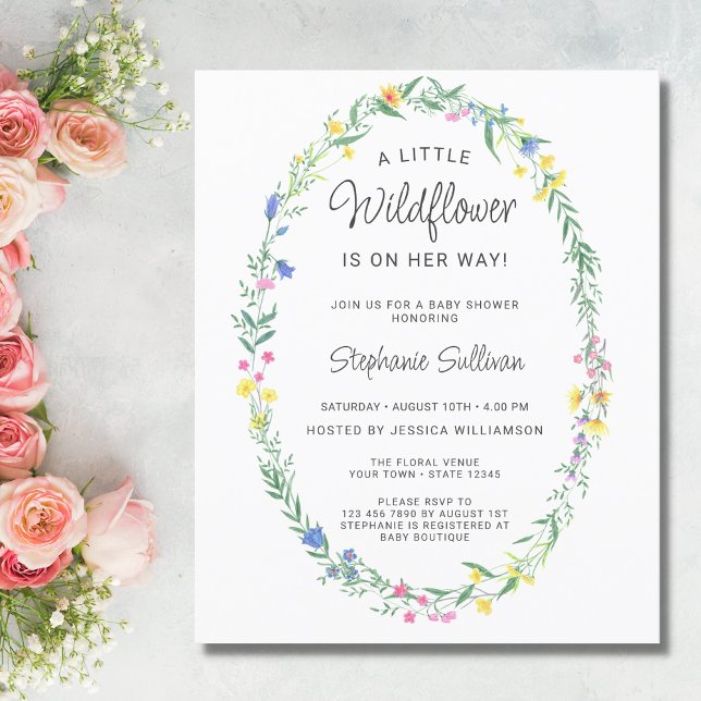 Budget Wildflower Floral Baby Shower Invitation (Creator Uploaded)