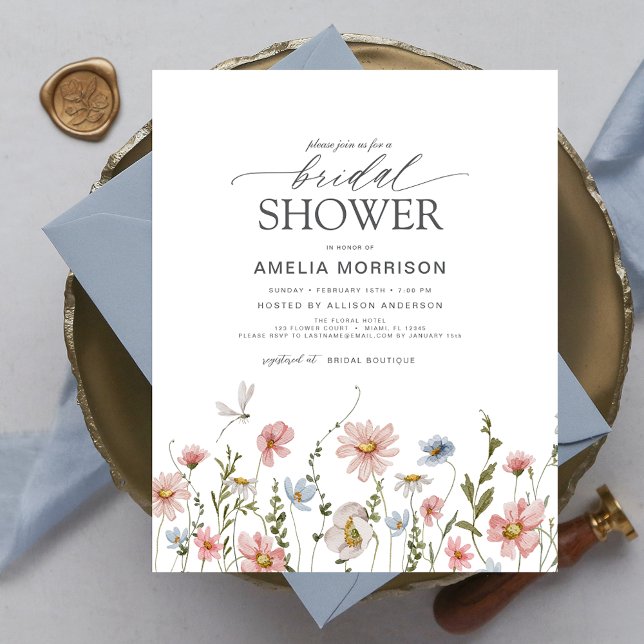 Budget Wildflower Floral Bridal Shower Invitation (Creator Uploaded)