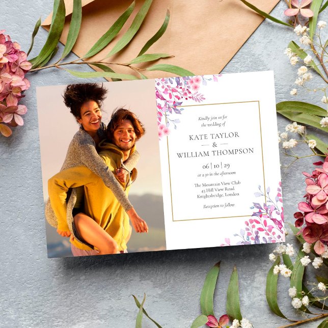 Budget Wildflower Floral Photos Wedding Invitation (Creator Uploaded)