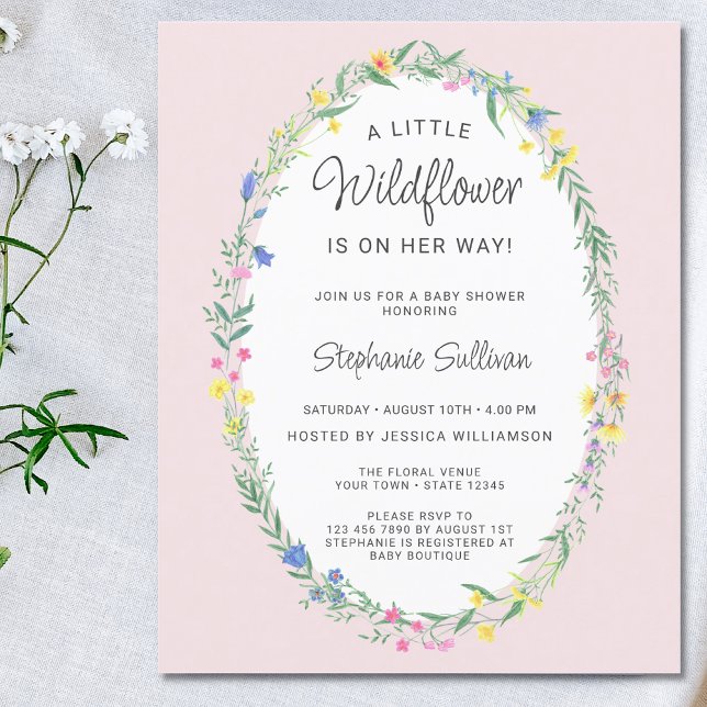 Budget Wildflower Floral Pink Baby Shower Invite (Creator Uploaded)