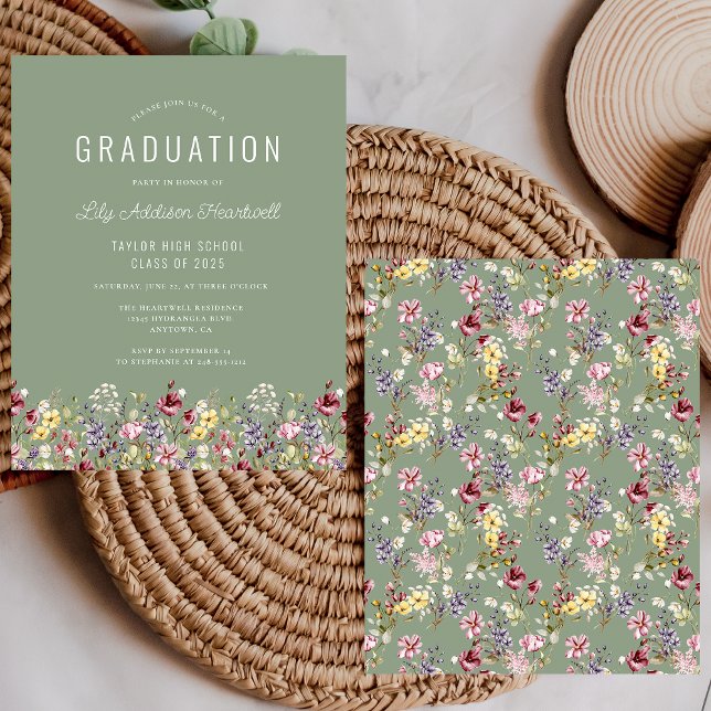 Budget Wildflower Pattern Sage Green Grad Party (Creator Uploaded)