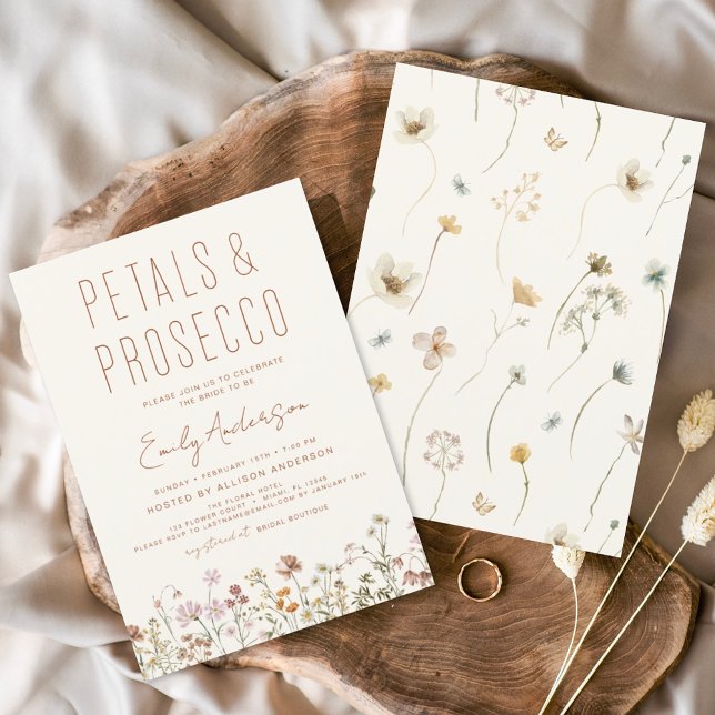 Budget Wildflower Petals & Prosecco Bridal Shower  Flyer (Creator Uploaded)