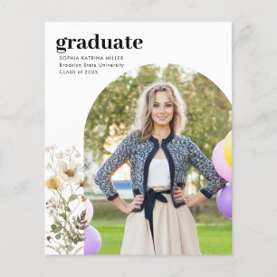 Budget Wildflower Photo Graduation Announcement