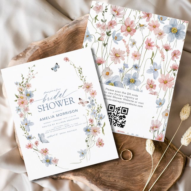 Budget Wildflower QR Code Bridal Shower Invitation Flyer (Creator Uploaded)