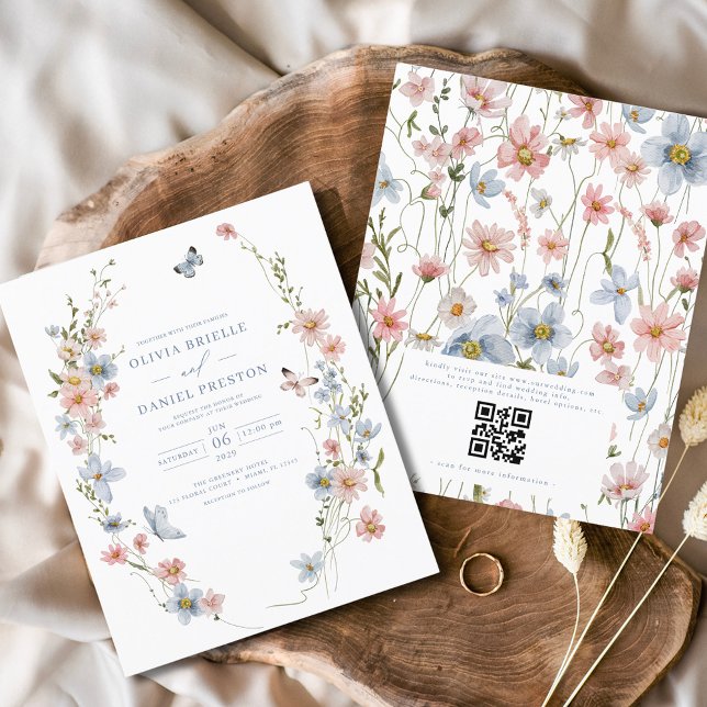 Budget Wildflower QR Code Wedding Invitation (Creator Uploaded)