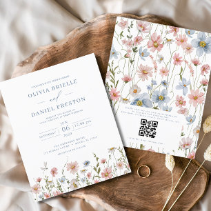 Budget Wildflower QR Code Wedding Invitation