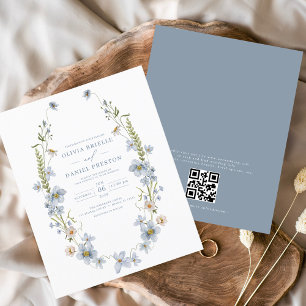 Budget Wildflower QR Code Wedding Invitation Flyer