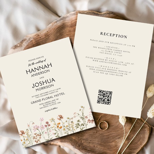 Budget Wildflower QR Code Wedding Invitation Flyer (Creator Uploaded)