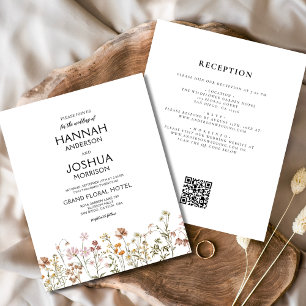Budget Wildflower Rustic Boho Wedding Invitation