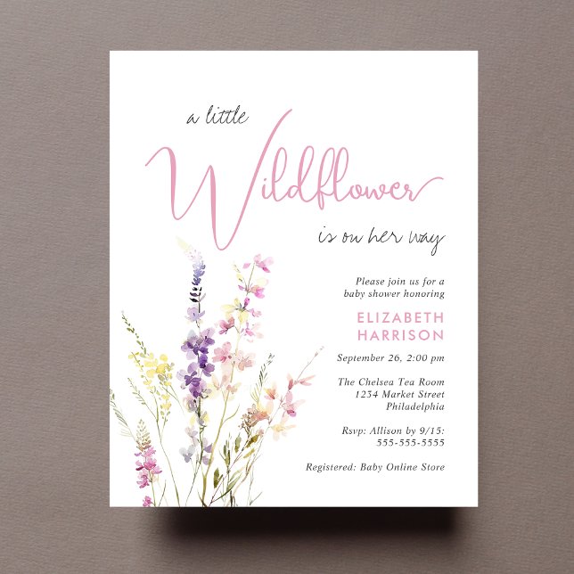 Budget Wildflower Watercolor Baby Shower Invite (Creator Uploaded)
