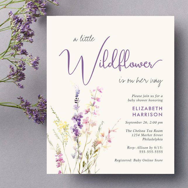 Budget Wildflower Watercolor Baby Shower Invite (Creator Uploaded)
