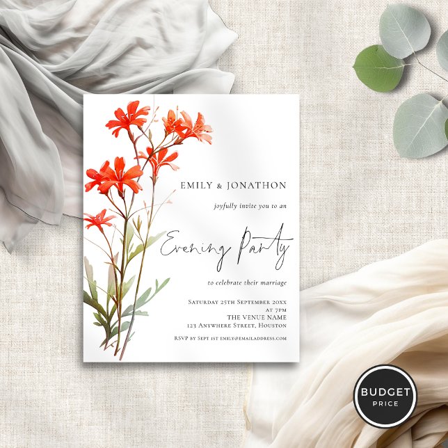 Budget Wildflower Wedding Evening Party Invitation (Creator Uploaded)