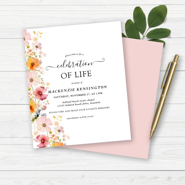 Budget Wildflowers Celebration of Life Memorial (Budget Wildflowers Celebration of Life Memorial Invitation)